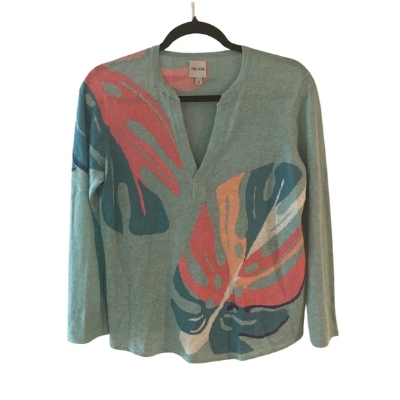 NIC + ZOE SEAFOAM TROPICAL SWEATER SIZE PS - Picture 1 of 7